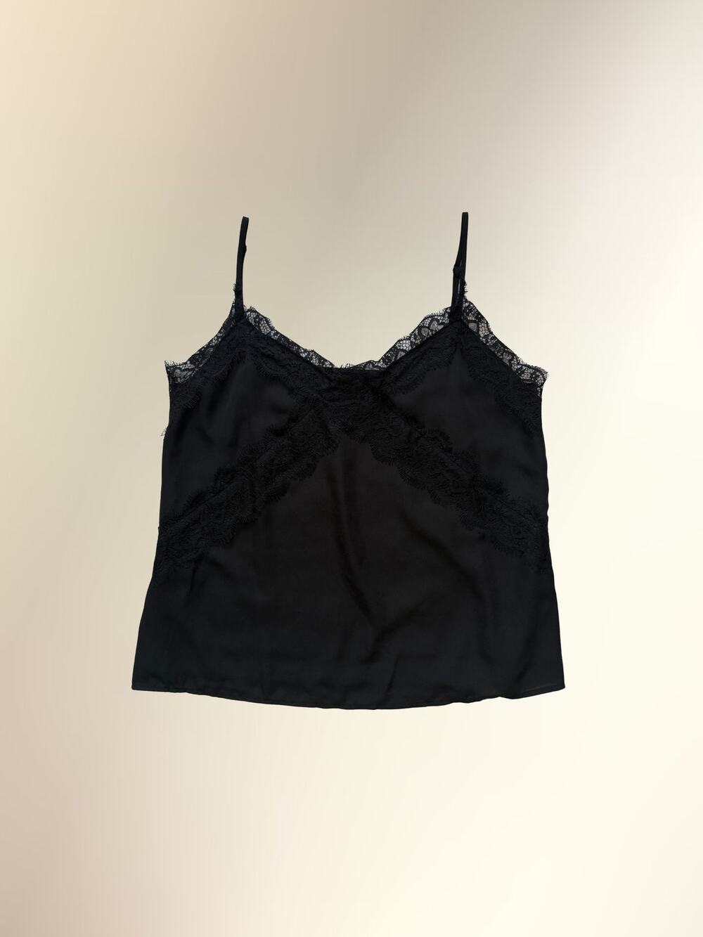 Lush Black Lace Trim Cami Tank Top Coquette Y2K Layering Women's XL